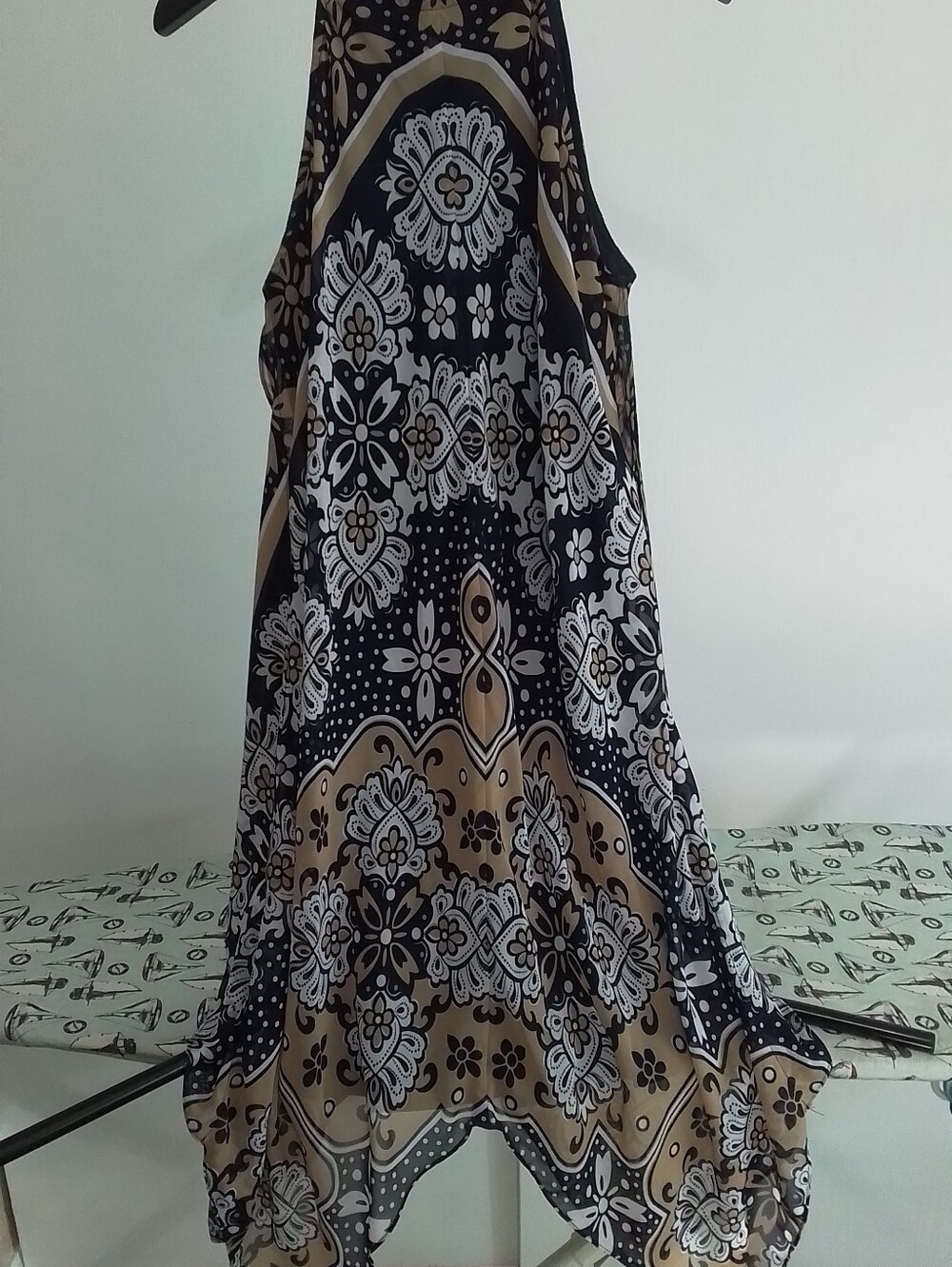 Boho Black and Camel Printed Halter Dress